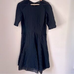 Rag & Bone Black Fit and Flare Niki Pointelle Stretch Dress